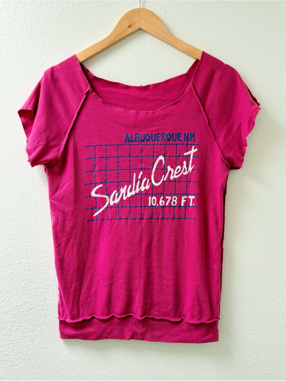 Vintage 80s Hot Pink Sandia Crest Albuquerque New Mexico Graphic Tee
